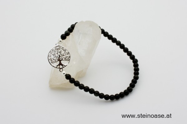 Armband "Lebensbaum" Silber + Onyx, 4mm